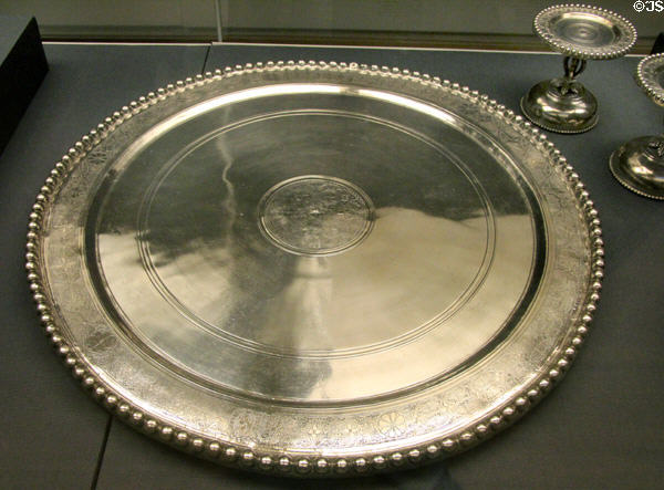 Large Roman silver dish with niello decoration (4thC CE) part of Mildenhall Treasure at British Museum. London, United Kingdom.