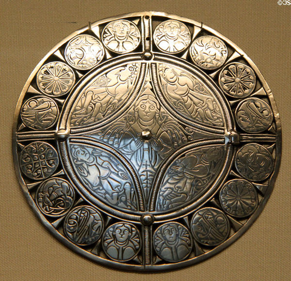 Late Anglo-Saxon silver & niello Fuller Brooch depicting five senses (late 9thC) at British Museum. London, United Kingdom.