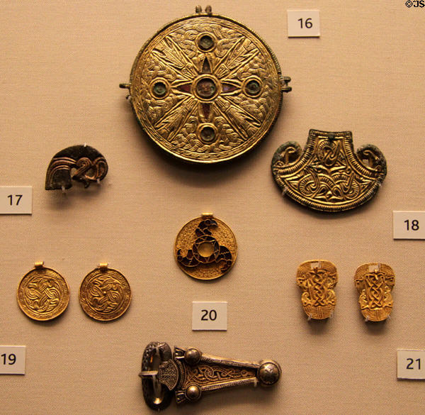 Anglo-Saxon pendants & metal art (c6thC) at British Museum. London, United Kingdom.