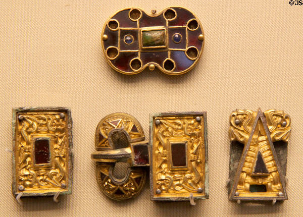 Celtic belt fittings for men (6th-7thC) from Kent at British Museum. London, United Kingdom.