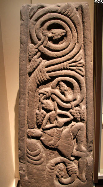 Anglo-Saxon stone cross shaft (9thC) from Sheffield, south Yorkshire at British Museum. London, United Kingdom.