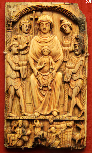 Ivory panel with Nativity & Adoration of Magi (first half 6thC) from monastery in Thessaly at British Museum. London, United Kingdom.