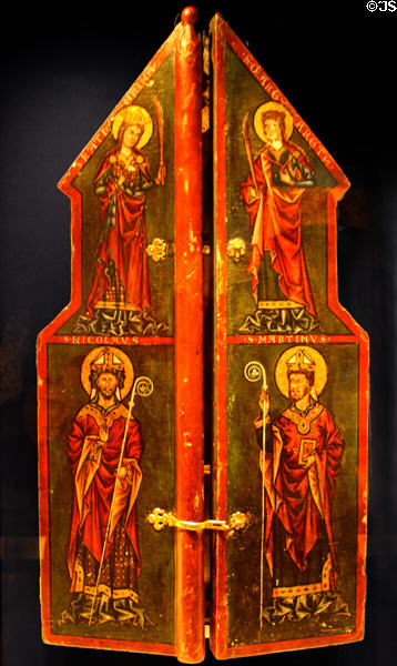 German altarpiece (c1250) depicting Sts Catherine, Margaret, Nicholas & Martin at British Museum. London, United Kingdom.