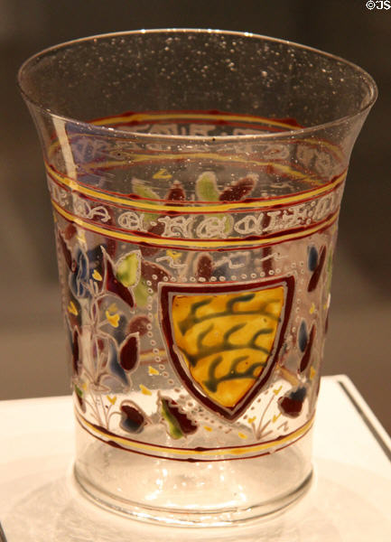 Venetian glass beaker (c1330) by Master Aldrevandin at British Museum. London, United Kingdom.