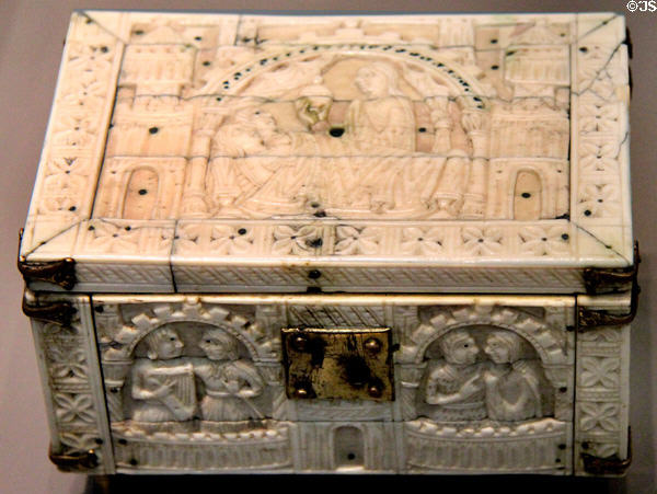 Bone & gilt-copper Tristram & Isolde casket (c1180-1200) prob. from Cologne, Germany at British Museum. London, United Kingdom.