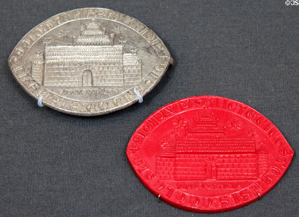 Silver seal of Chichester Cathedral (c1220) at British Museum. London, United Kingdom.