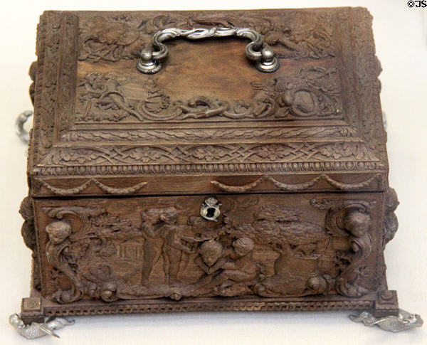 Mulberry wood casket (1769) presented to actor David Garrick was made from tree which stood a Shakespeare's home in Stratford-upon-Avon at British Museum. London, United Kingdom.