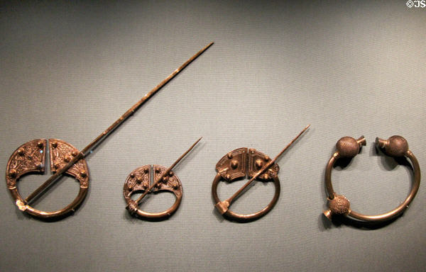 Ring brooches typical of Irish-Vikings (late 800s-900s) at British Museum. London, United Kingdom.