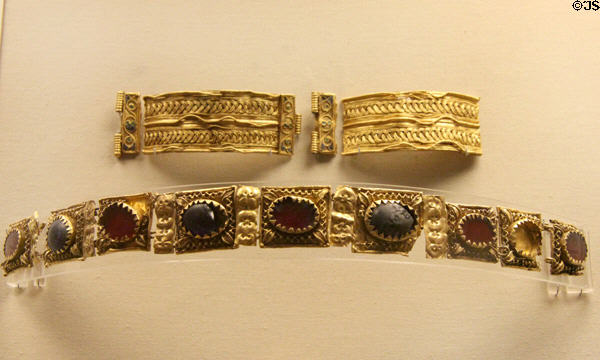 Roman era silver bracelet & ring (2ndC- CE) found Castlethorpe, Buckinghamshire at British Museum. London, United Kingdom.