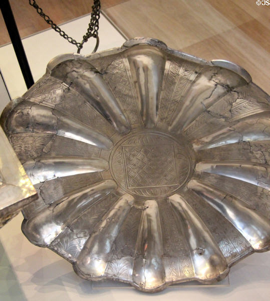 Late Roman fluted dish (c380 CE) found in Esquiline Treasure of Rome at British Museum. London, United Kingdom.