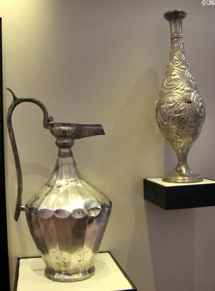 Late Roman silver ewer & flask (4thC CE) part of Esquiline Treasure at British Museum. London, United Kingdom.