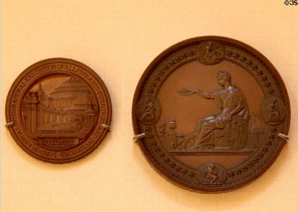 Medals from International Art & Industry Exhibition, London (1874) & Centennial Exhibition, Philadelphia (1876) at British Museum. London, United Kingdom.