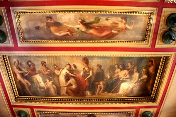 Pandora surrounded by gods library ceiling painting (1837) by Henry Howard at Sir John Soane's Museum. London, United Kingdom.