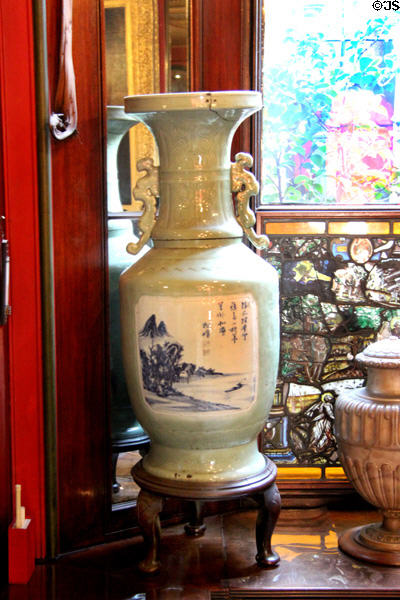 Chinese stoneware vase with celadon glaze (late 18th to early 19th C) at Sir John Soane's Museum. London, United Kingdom.