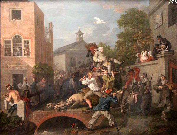 Humours of an Election I: Chairing the Member painting by William Hogarth at Sir John Soane's Museum. London, United Kingdom.