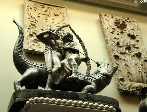 Hindu Deity Camadeva with his mistress on a crocodile plaster sculpture (c1794) by Thomas Banks at Sir John Soane's Museum. London, United Kingdom.