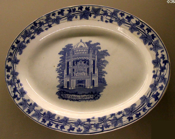 Vauxhall Gardens ceramic platter (c1800-23) from Staffordshire at Sir John Soane's Museum. London, United Kingdom.