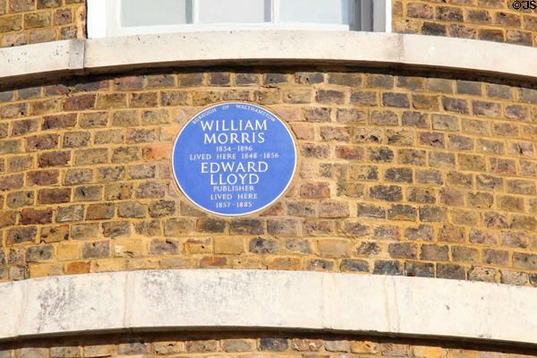 Historic plaque on Morris Gallery. London, United Kingdom.