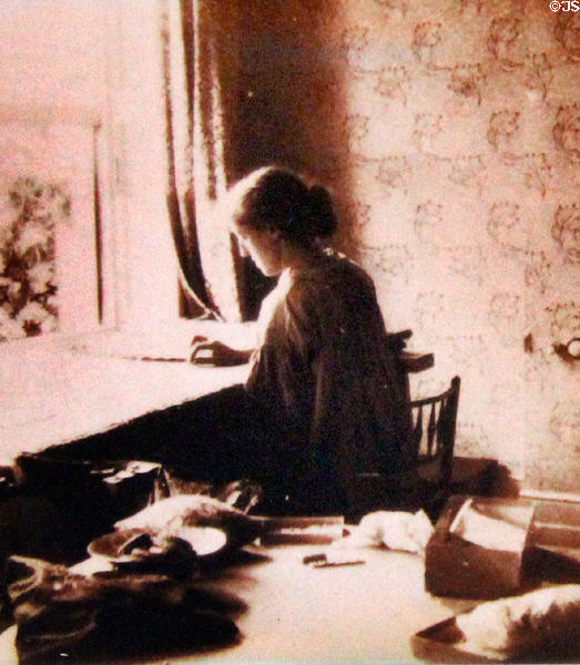 May Morris, youngest daughter of William Morris was firm's head of embroidery photo (early 1890) at Morris Gallery. London, United Kingdom.