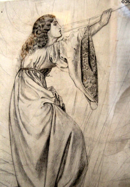 Jane Morris (nee Burden), William's wife posing as Helen of Troy in painting study (1863) by William Morris at Morris Gallery. London, United Kingdom.