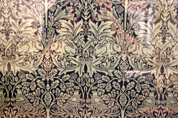Double rabbit printed cotton (designed 1882) by William Morris & printed by Merton Abbey at Morris Gallery. London, United Kingdom.