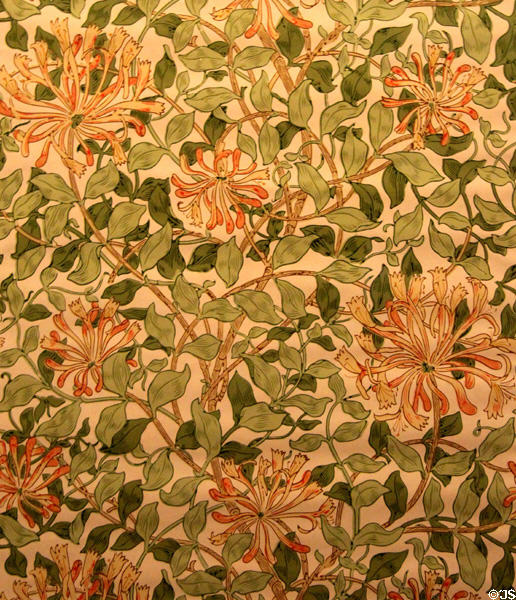 Honeysuckle Wallpaper (designed c1883) attrib. May Morris at Morris Gallery. London, United Kingdom.