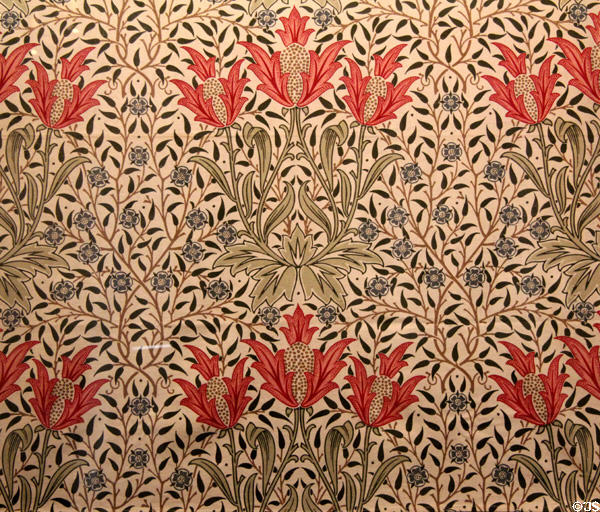 Bourne printed cotton (1905) by John Henry Dearle at Morris Gallery. London, United Kingdom.