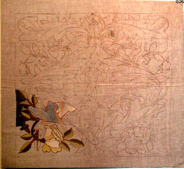 Morris & Co embroidery kit where pattern & silks provided (reproduction) at Morris Gallery. London, United Kingdom.