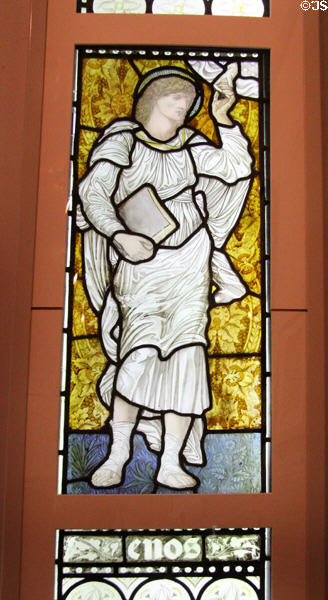 Enos son of Seth from Genesis stained glass made by Morris & Co at Morris Gallery. London, United Kingdom.