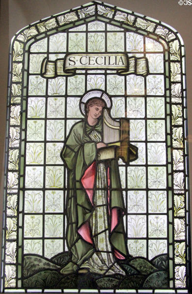 St Cecilia stained glass (c1897) by Edward Burne-Jones made by Morris & Co at Morris Gallery. London, United Kingdom.