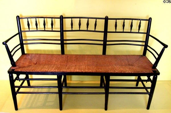 Sussex range bench (1860) possibly by Philip Webb for Morris & Co at Morris Gallery. London, United Kingdom.