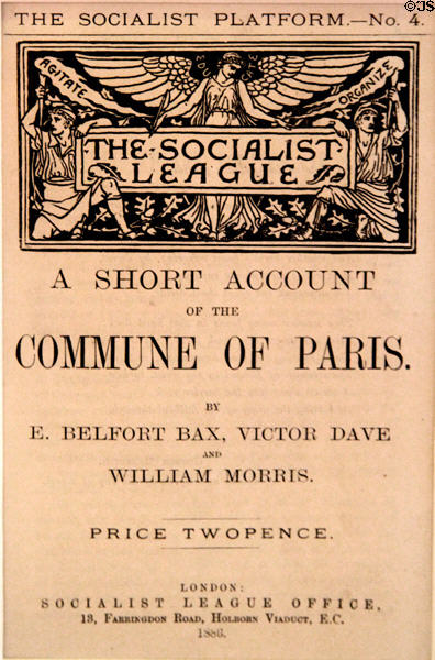 A short account of the Commune of Paris leaflet (1886) by William Morris et al for Socialist League at Morris Gallery. London, United Kingdom.