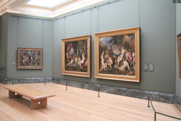 Painting & bench in National Gallery. London, United Kingdom.