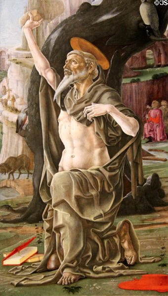 St Jerome painting (prob 1470) by Cosimo Tura of Ferrara, Italy at National Gallery. London, United Kingdom.