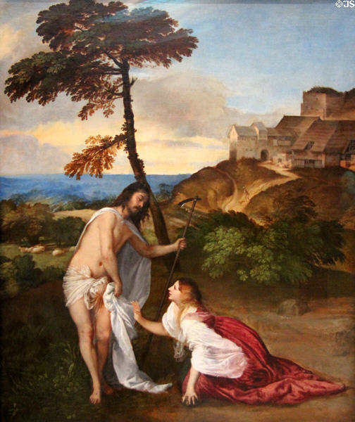 Noli me tangere painting (c1514) by Titian at National Gallery. London, United Kingdom.