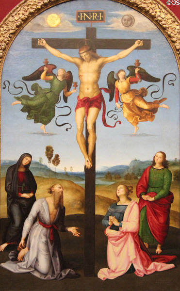 Mond Crucifixion painting (c1502-3) by Raphael at National Gallery. London, United Kingdom.