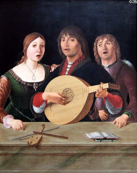 A Concert painting (c1485-95) by Lorenzo Costa at National Gallery. London, United Kingdom.