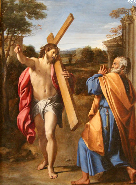Christ appearing to St Peter on the Appian Way (Domine, Quo Vadis?) painting (1601-2) by Annibale Carracci at National Gallery. London, United Kingdom.