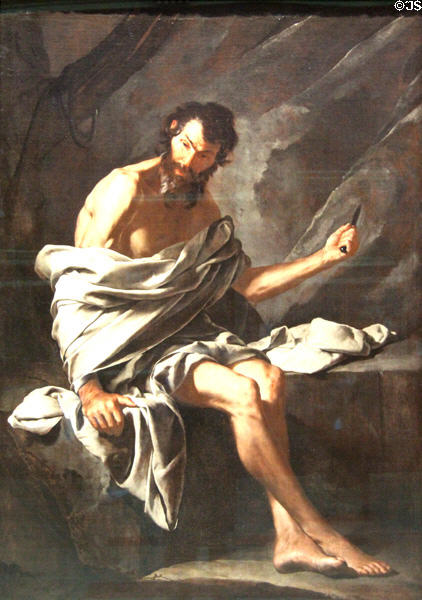St Bartholomew painting (c1640-45) by Bernardo Cavallino at National Gallery. London, United Kingdom.