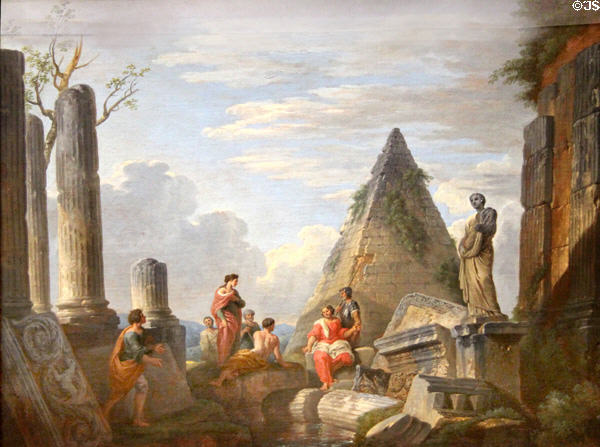 Roman Ruins with Figures painting (c1730) by Giovanni Paolo Panini at National Gallery. London, United Kingdom.