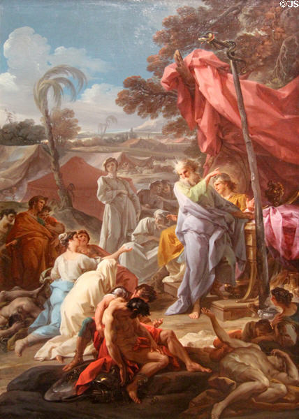 Brazen Serpent (wherein Moses has Israelites look at bronze snake to cure plague of serpents) painting (1743-4) by Corrado Giaquinto at National Gallery. London, United Kingdom.