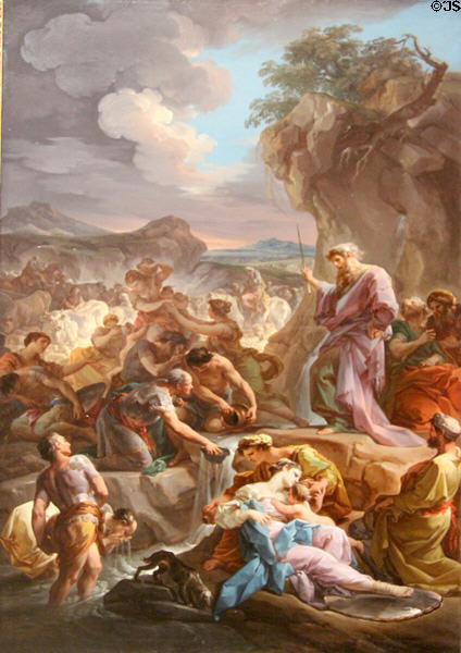 Moses striking the Rock to gain water painting (1743-4) by Corrado Giaquinto at National Gallery. London, United Kingdom.