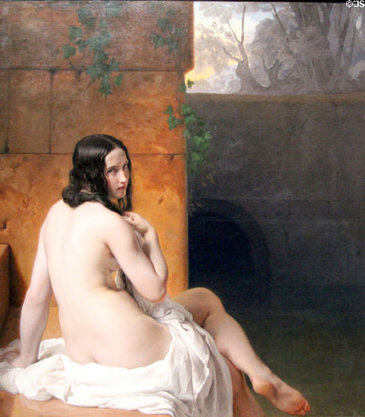 Susannah at her Bath painting (1850) by Francesco Hayez of Milan at National Gallery. London, United Kingdom.