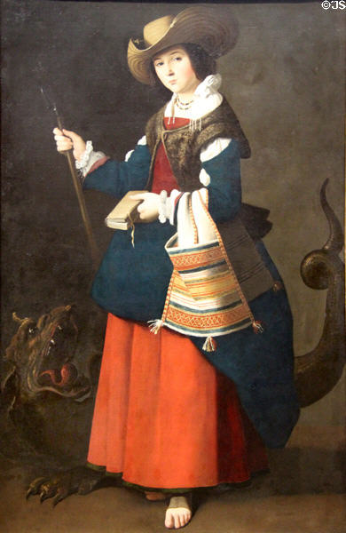 St Margaret of Antioch painting (1630-4) by Francisco de Zurbarán at National Gallery. London, United Kingdom.