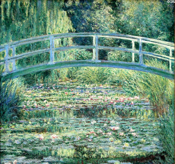 Water-Lily Pond painting (1899) by Claude Monet at National Gallery. London, United Kingdom.