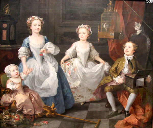 The Graham Children painting (1742) by William Hogarth at National Gallery. London, United Kingdom.