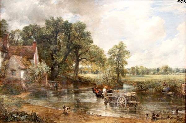 Hay Wain (hay wagon crossing ford) painting (1821) by John Constable at National Gallery. London, United Kingdom.