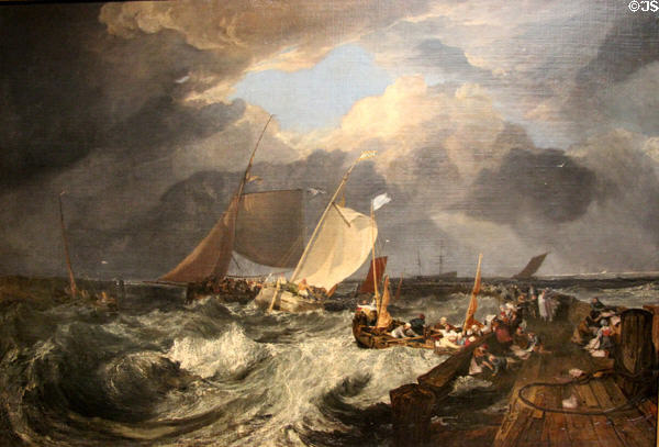 Calais Pier: an English Packet Arriving painting (1803) by Joseph Mallord William Turner at National Gallery. London, United Kingdom.