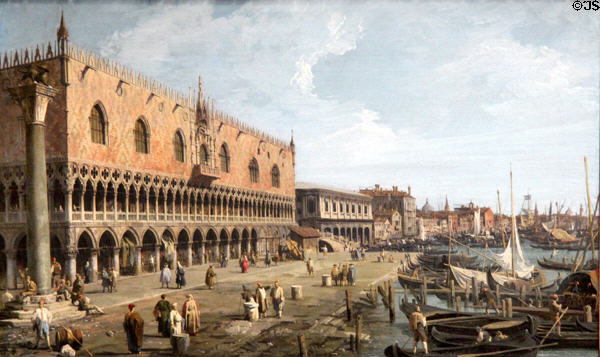 Venice: Doge's Palace & Riva degli Schiavoni (late 1730s) by Canaletto at National Gallery. London, United Kingdom.