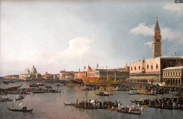 Venice: Basin of San Marco on Ascension Day (c1740) by Canaletto at National Gallery. London, United Kingdom.